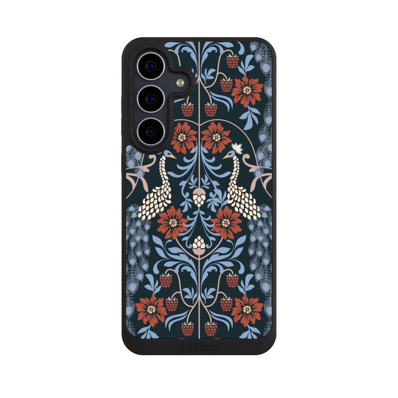 Galaxy S25 FE NIVOpure Vintage Peacock Garden Arts and Crafts Floral Dark