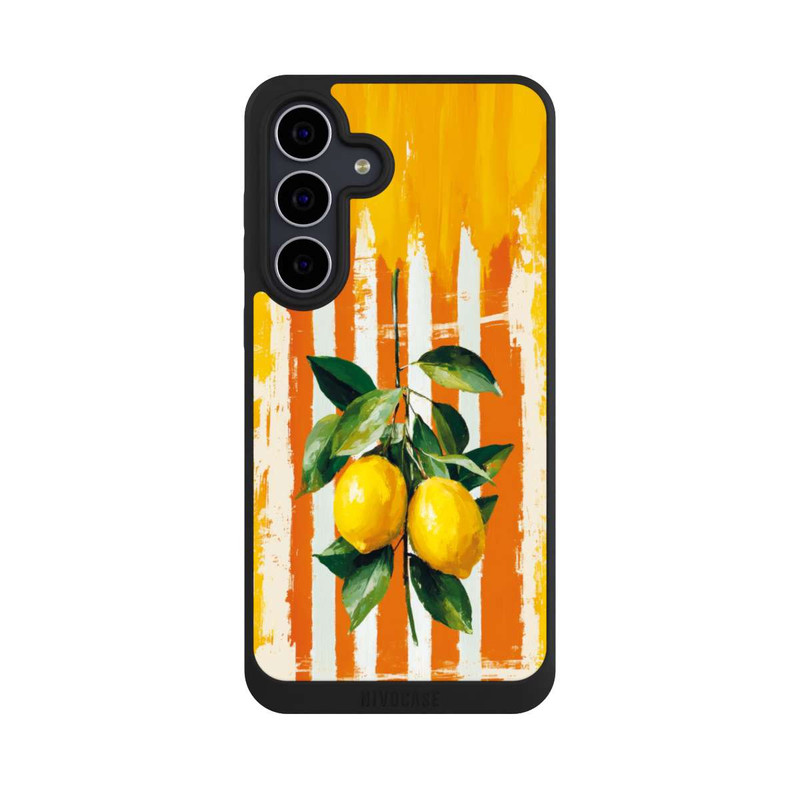 Galaxy S25 FE NIVOpure Zitronen auf gestreiftem Hintergrund Sommer mit KI