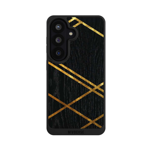 Samsung Galaxy S26 NIVOpure Black Geometric Pattern Golden Stripes
