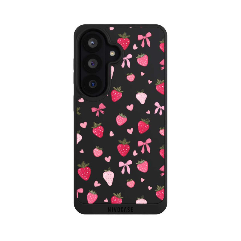 Galaxy S26 NIVOpure Erdbeer Herz Schleifen Pink Muster Transparent