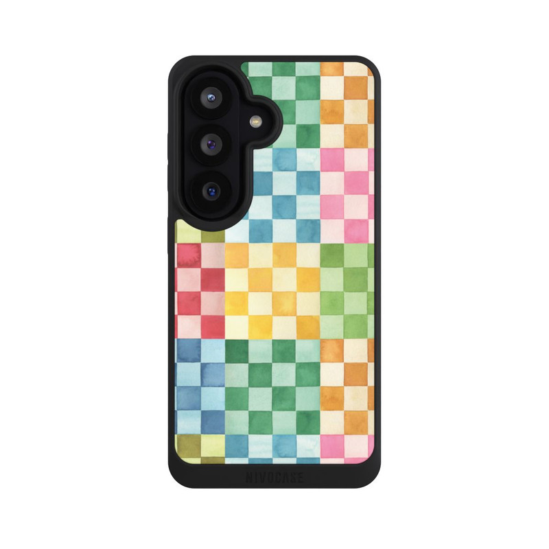 Galaxy S26 NIVOpure Checkerboard Watercolor Chess Geometric Red