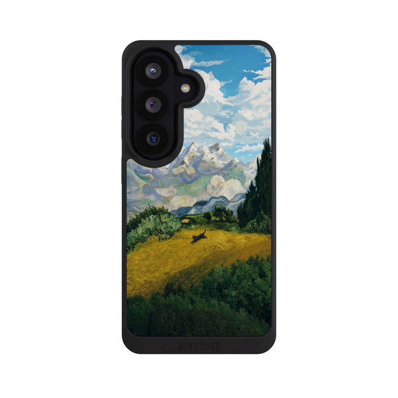 Galaxy S26 NIVOpure Wheat field with cypresses by van Gogh with cat with AI