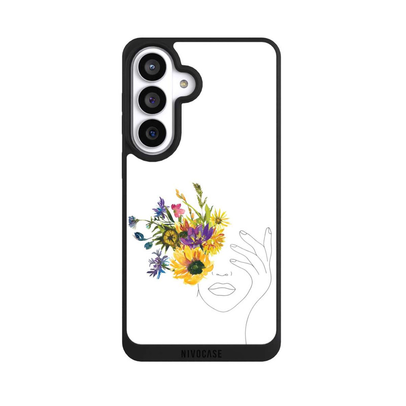 Galaxy S26+ NIVOpure Line Art Frau Sonnenblumen