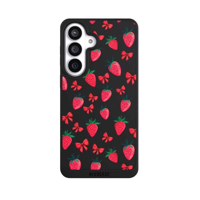 Galaxy S26+ NIVOpure Strawberry Heart Ribbon Pattern Transparent
