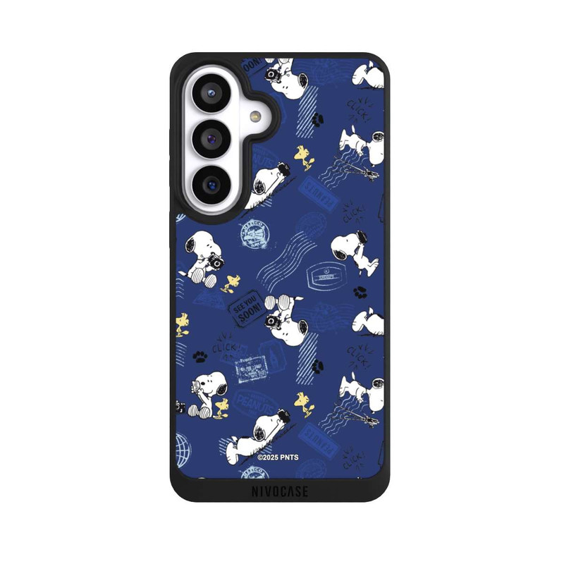 Galaxy S26+ NIVOpure Peanuts Travel Stamps Pattern Blue