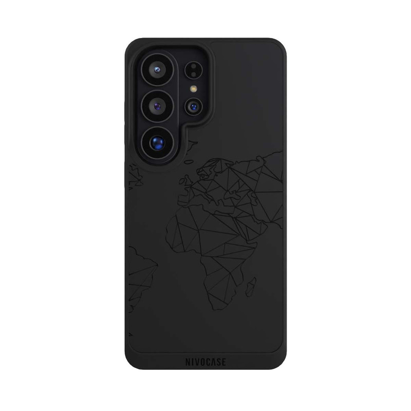 Galaxy S26 Ultra NIVOpure Polygon Weltkarte Schwarz ohne Hintergrund