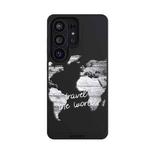 Samsung Galaxy S26 Ultra NIVOpure Weltkarte Holz ohne Hintergrund