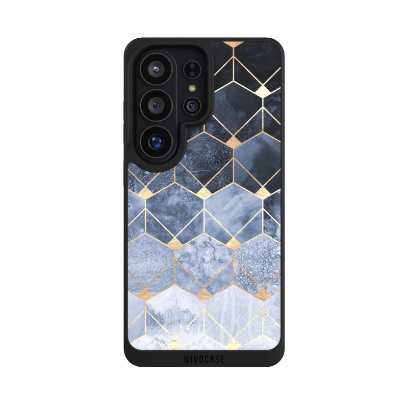 Galaxy S26 Ultra NIVOpure Blaue Sechsecke und Diamanten Golddruck