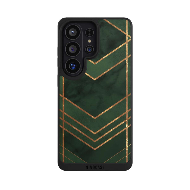 Galaxy S26 Ultra NIVOpure Dark Green Pattern Golden Stripes