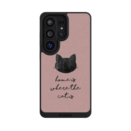Samsung Galaxy S26 Ultra NIVOpure Home Is Where The Cat Is - Black on Pink