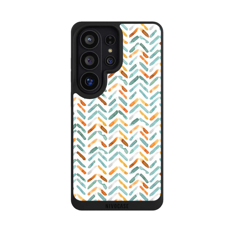 Galaxy S26 Ultra NIVOpure Elegantes Herbstchevron Blau Orange