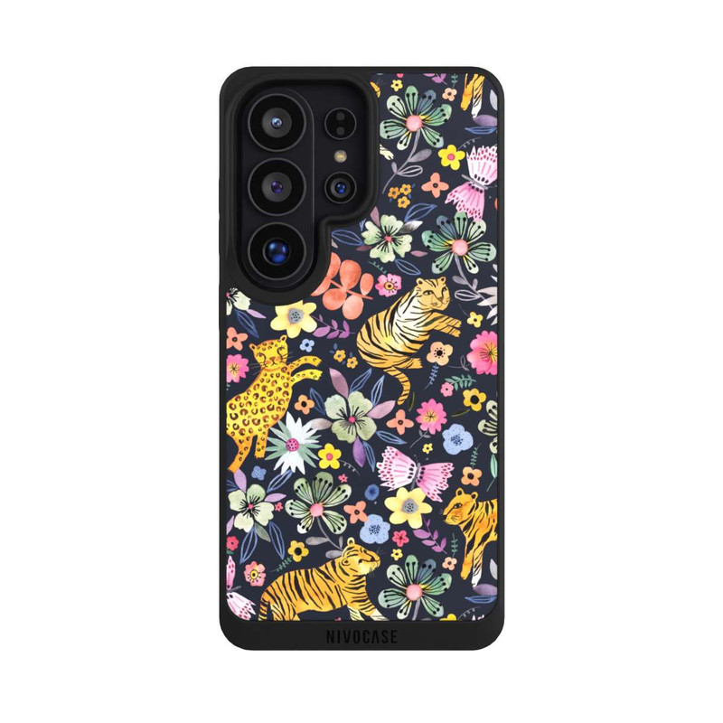 Galaxy S26 Ultra NIVOpure Frühlingsblumen mit Tiger schwarz