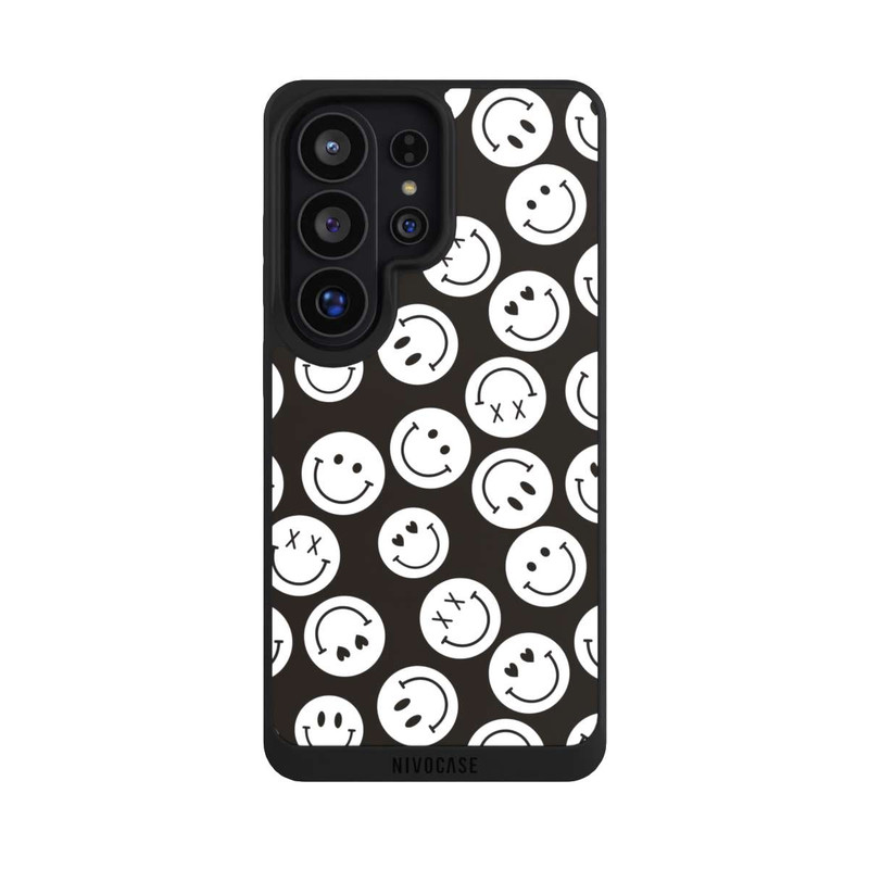 Galaxy S26 Ultra NIVOpure Smiles Emotes Pattern Black And White