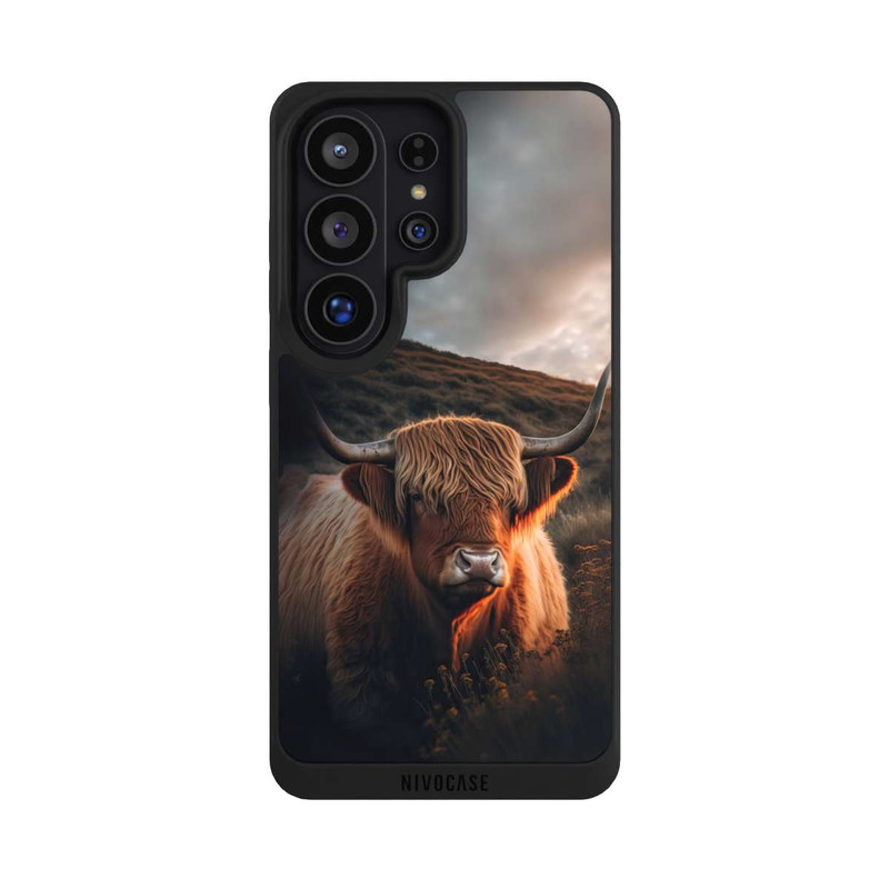 Galaxy S26 Ultra NIVOpure Vache Highland avec de grandes cornes avec IA