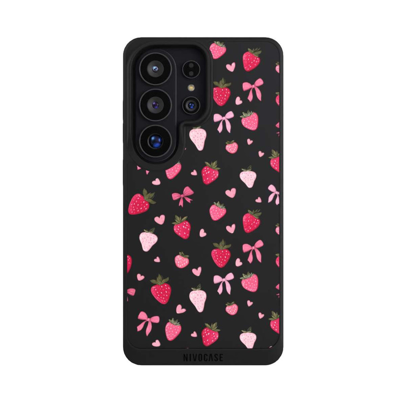 Galaxy S26 Ultra NIVOpure Erdbeer Herz Schleifen Pink Muster Transparent