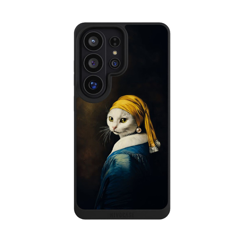 Galaxy S26 Ultra NIVOpure Mädchen mit Perlenohrring als weiße Katze mit KI