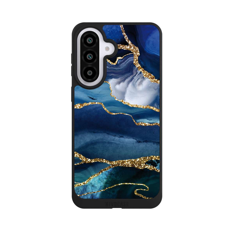 Galaxy A57 5G NIVOpure  Blauer Marmor Gold Glitzer Look