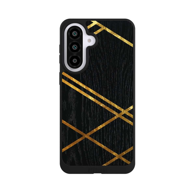 Galaxy A57 5G NIVOpure Black Geometric Pattern Golden Stripes