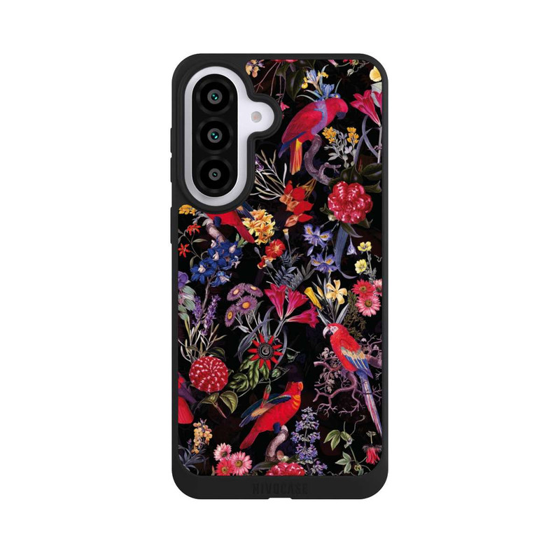 Galaxy A57 5G NIVOpure Fleurs sombres et perroquets