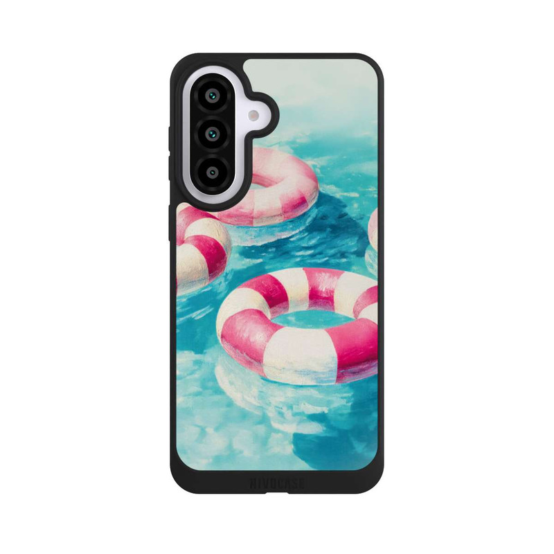 Galaxy A57 5G NIVOpure Gestreifte Schwimmringe im Pool