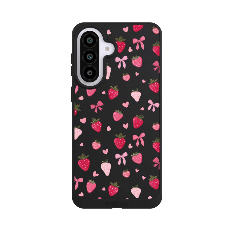 Galaxy A57 5G NIVOpure Erdbeer Herz Schleifen Pink Muster Transparent
