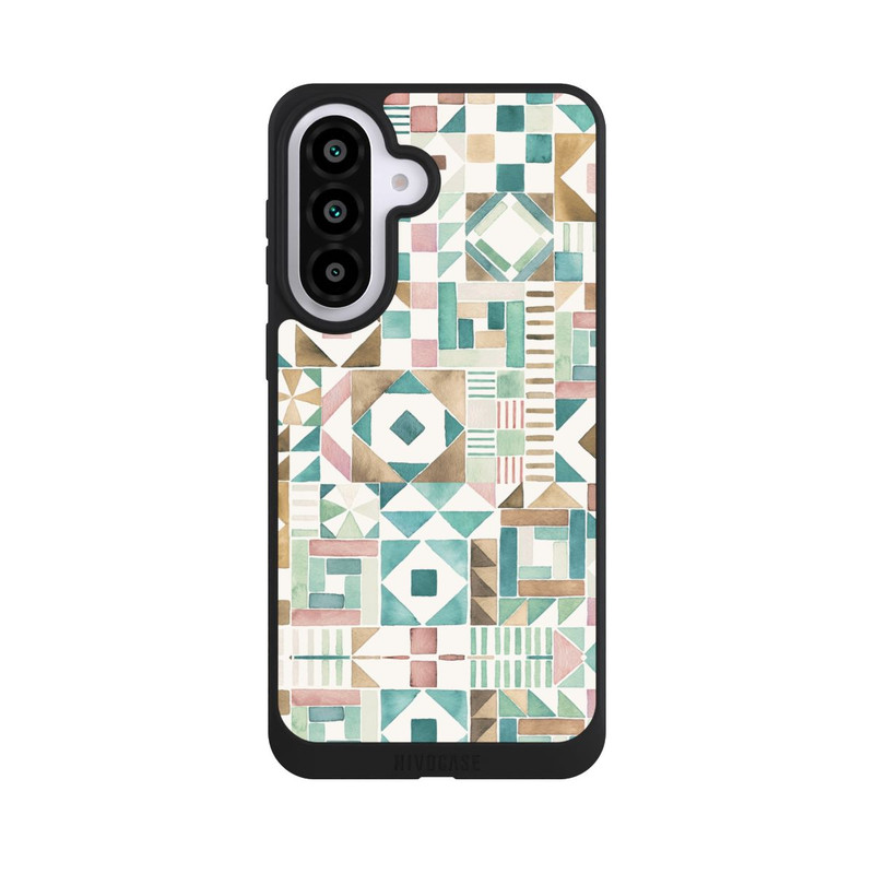 Galaxy A57 5G NIVOpure Geometric Blocks Retro Vintage Patchwork Green