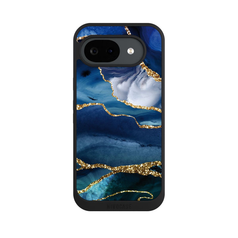Pixel 10a NIVOpure  Blauer Marmor Gold Glitzer Look