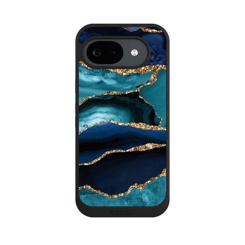 Google Pixel 10a NIVOpure Dark and Light Blue Marble Gold Glitter Look