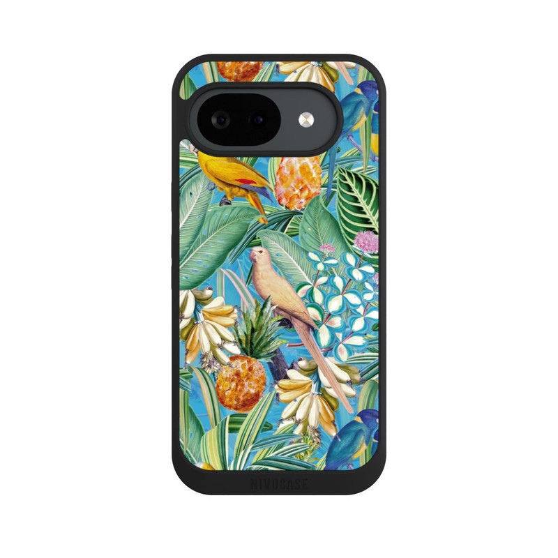 Pixel 10 a NIVOpure Perroquets tropicaux sur papier peint bleu