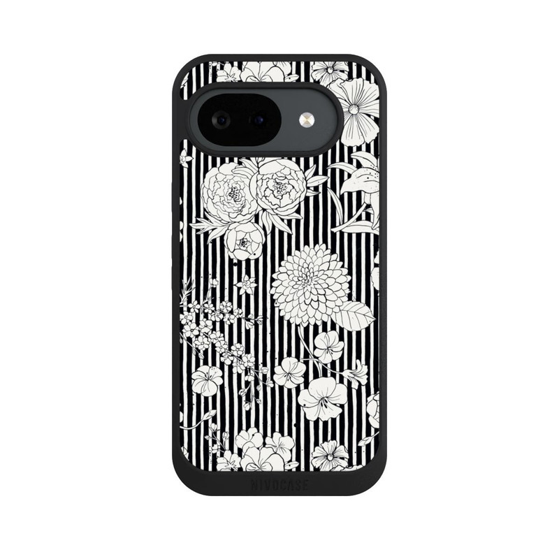 Pixel 10 a NIVOpure Blumen und Streifen Schwarz und Weiß