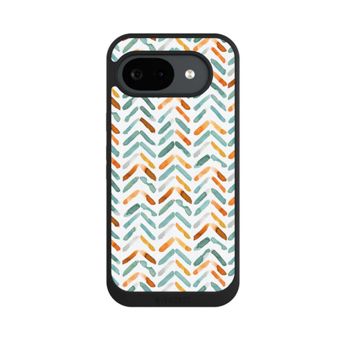 Google Pixel 10a NIVOpure Elegantes Herbstchevron Blau Orange