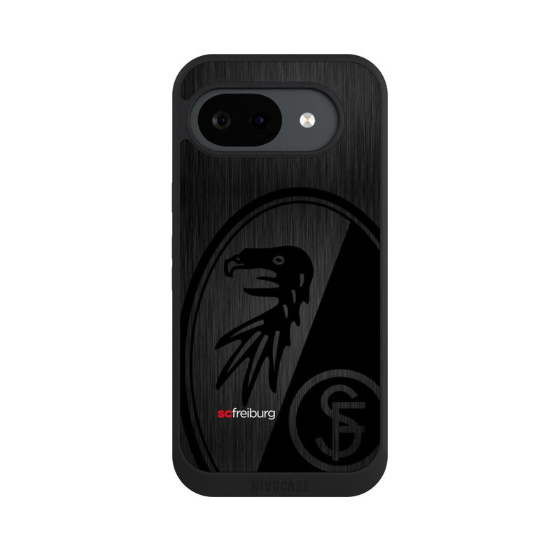 Pixel 10 a NIVOpure  Kratzen Metall Hintergrund mit dem Schriftzug  Vertikal SC Freiburg