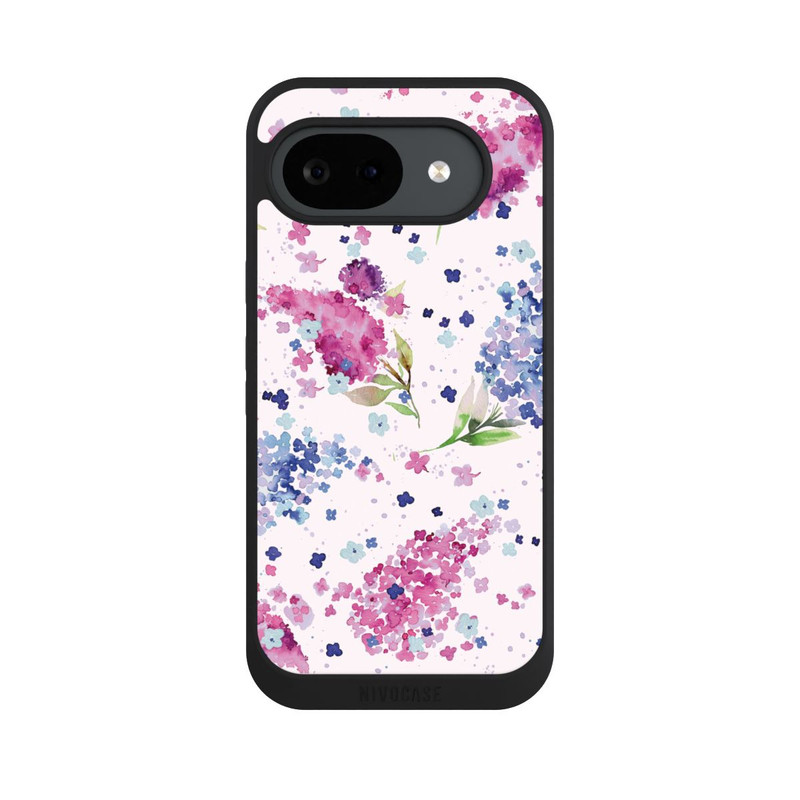 Pixel 10 a NIVOpure Hortensien Lila und Rosa Blumen