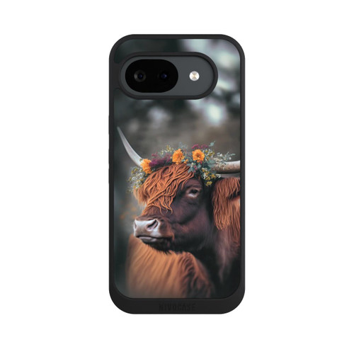 Google Pixel 10a NIVOpure Vache des Highlands avec des fleurs avec IA