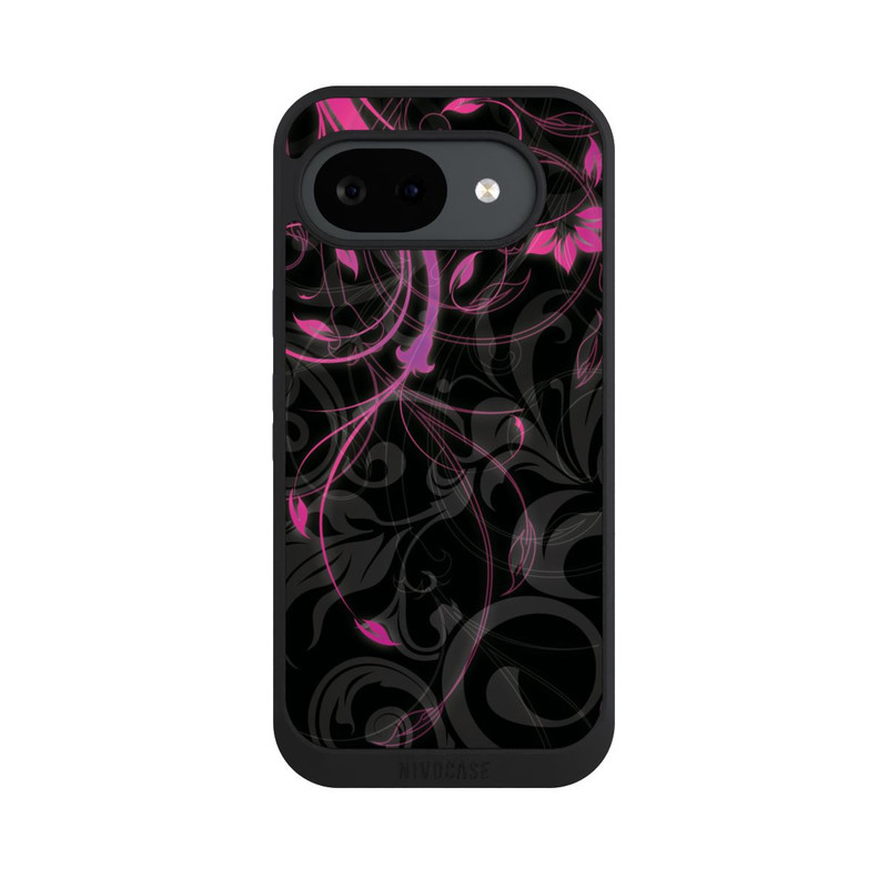 Pixel 10 a NIVOpure Schwarze und rosa Herbstblumen