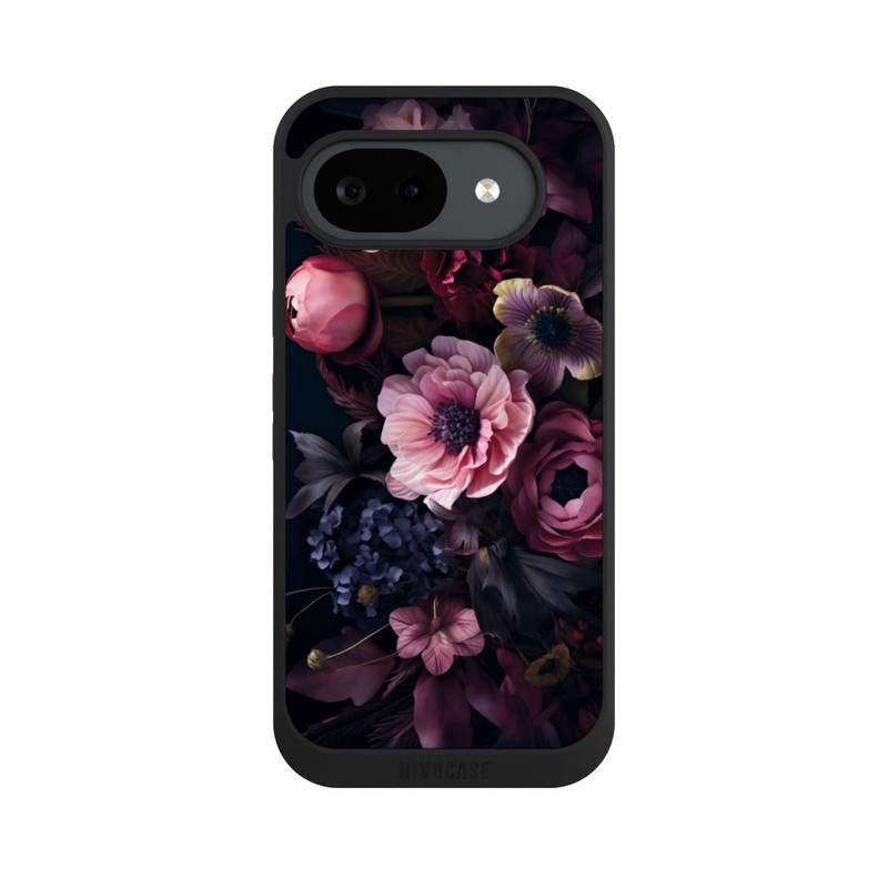 Pixel 10a NIVOpure A picture of pink flowers featuring peonies against a dark background With AI