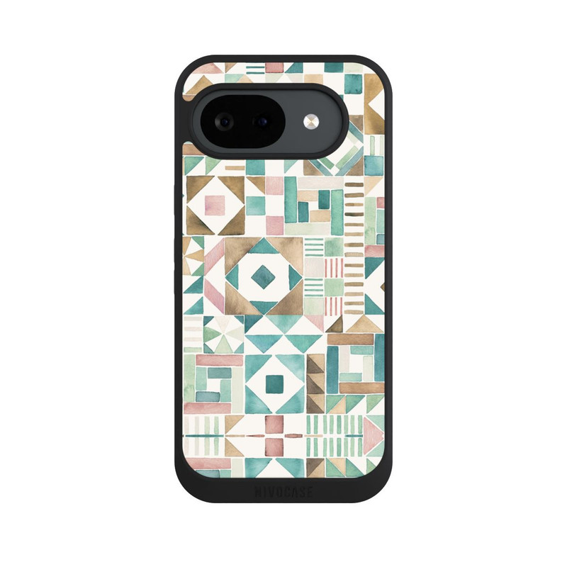 Pixel 10a NIVOpure Geometric Blocks Retro Vintage Patchwork Green