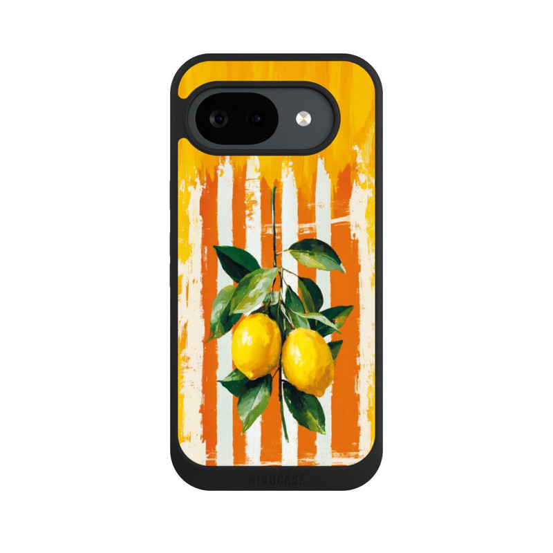 Pixel 10 a NIVOpure Zitronen auf gestreiftem Hintergrund Sommer mit KI