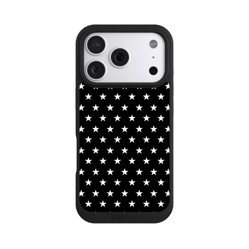iPhone 18 Pro NIVOpure Confettis Etoiles Blanches sur Fond Noir