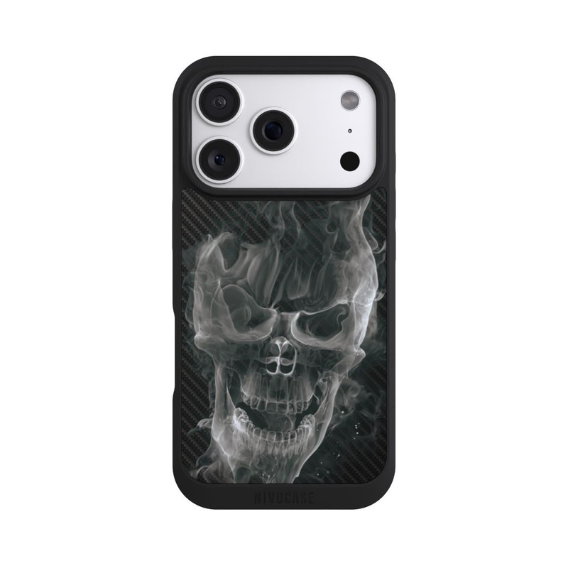 iPhone 18 Pro NIVOpure rauchender Totenkopf Carbon