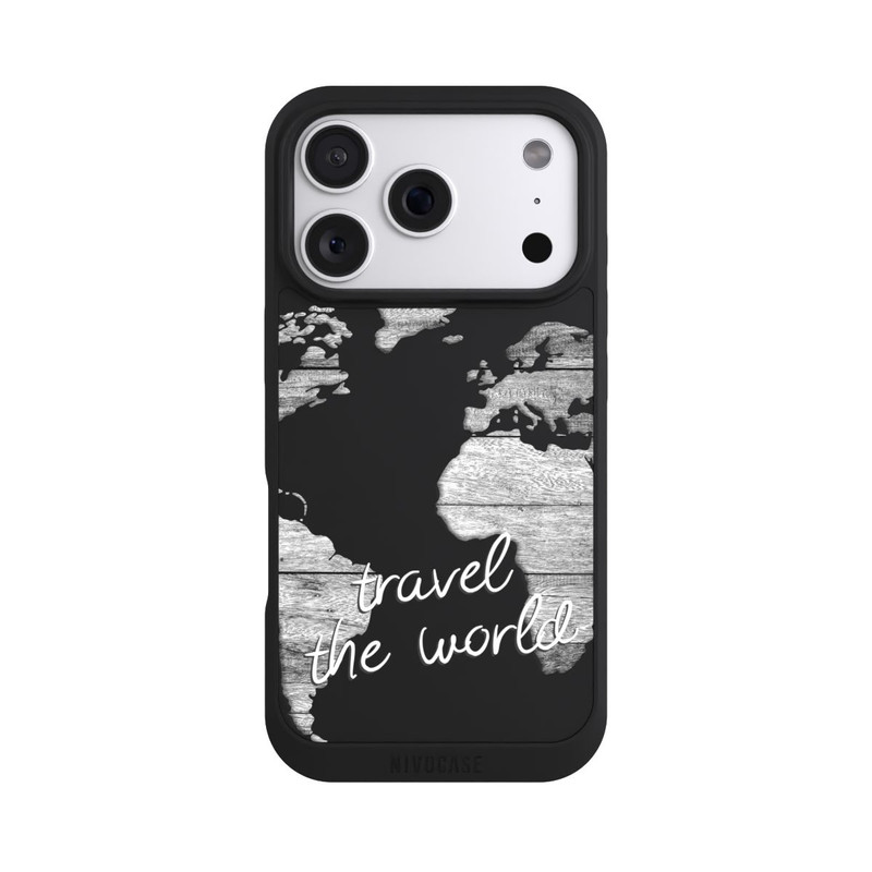 iPhone 18 Pro NIVOpure Carte du Monde Bois sans Fond