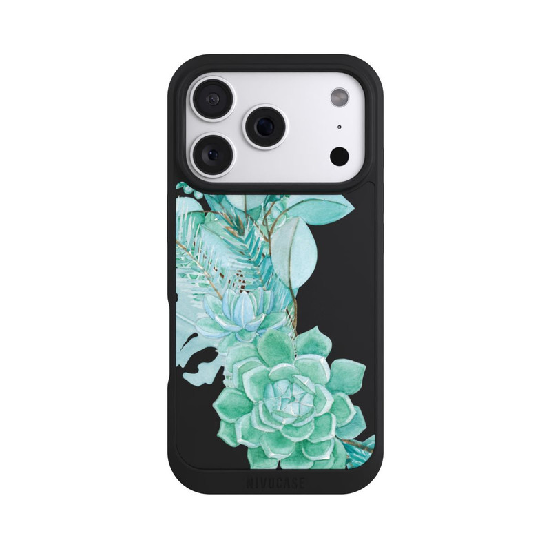 iPhone 18 Pro NIVOpure Fleurs Vertes Menthes Transparent