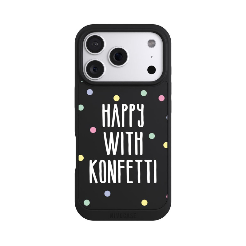 iPhone 18 Pro NIVOpure Happy with Konfetti White ohne Hintergrund