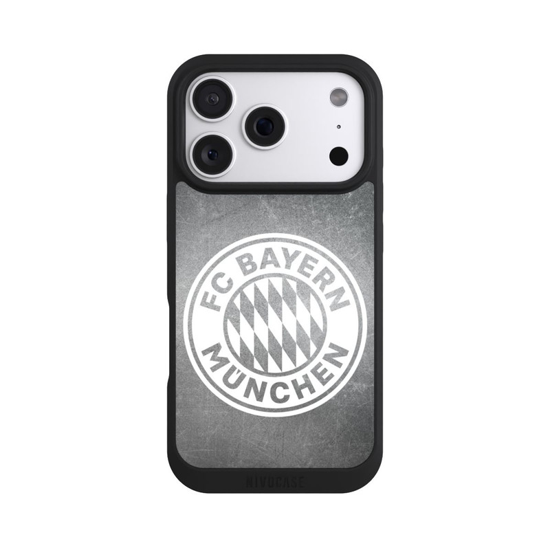 iPhone 18 Pro NIVOpure Klassisches FCB Logo Klein - Weiß auf Metalllook