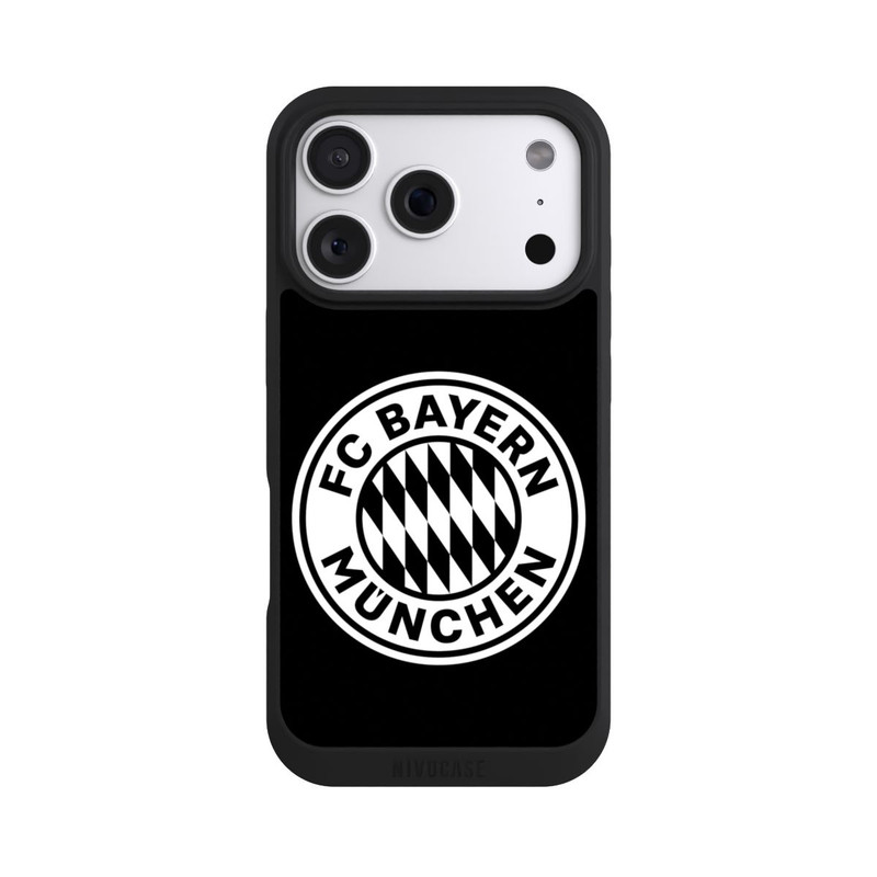 iPhone 18 Pro NIVOpure Klassisches FCB Logo Klein - Weiß auf Schwarz