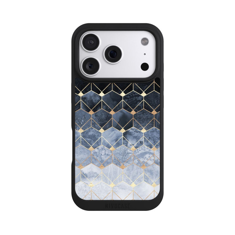 iPhone 18 Pro NIVOpure Blaue Sechsecke und Diamanten Golddruck
