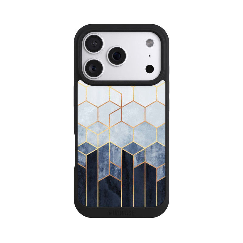 iPhone 18 Pro NIVOpure Blauer Farbverlauf Sechsecke Golddruck