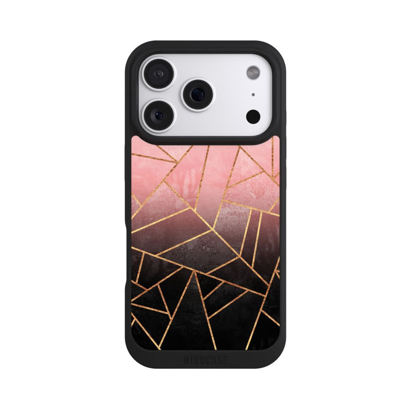 iPhone 18 Pro NIVOpure Pinker und Schwarzer Stein Gold Druck