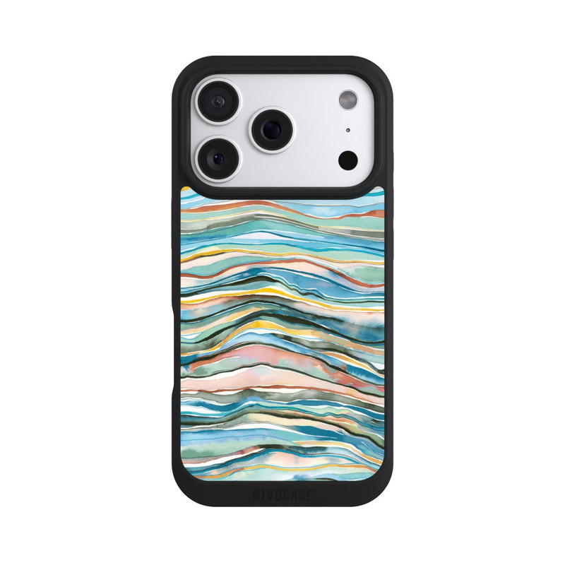 iPhone 18 Pro NIVOpure Couches d'agate aquarelle bleues