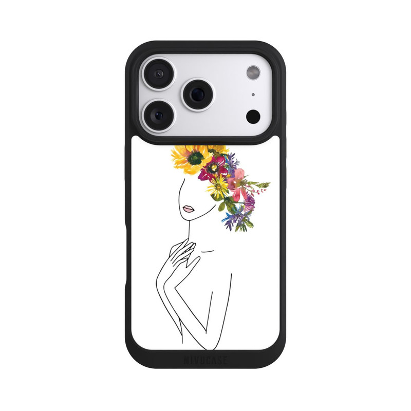 iPhone 18 Pro NIVOpure Line Art femme et couronne de fleurs